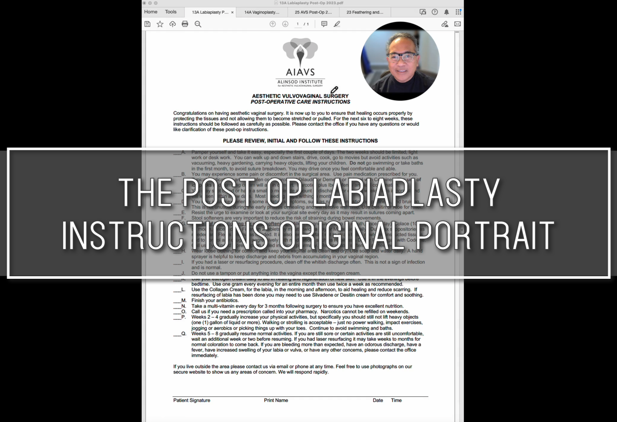 The Post Op Labiaplasty Instructions Original Portrait